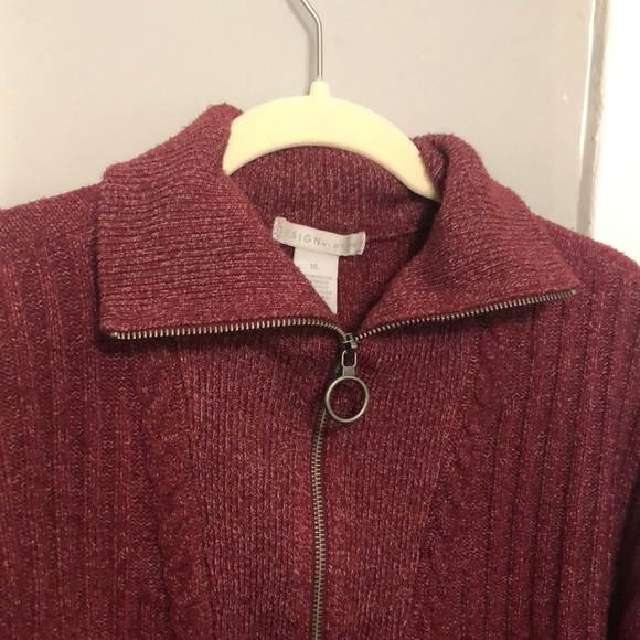 Design History Burgundy Exaggerated Stand Collar Pull Over Sweater Top XL - Picture 5 of 9